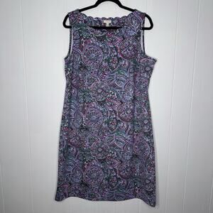 Talbots Women’s Paisley Shift Dress Sleeveless Green Pink Size 1X